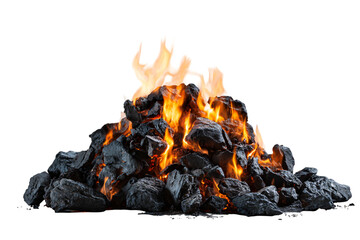 Pile of Burning Lava Rocks With Transparent Background and Realistic Fire Flames, PNG