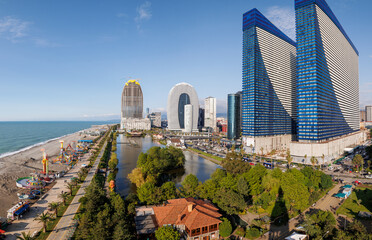 Elevated scenic views along the Black Sea promenade in Batumi, Georgia