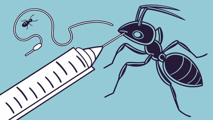 Obraz premium ant carrying a syringe