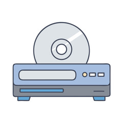 Stylized Illustration of a DVD Player with a Disc on Top