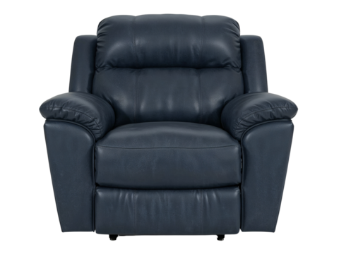 Comfortable navy leather recliner inviting relaxation at home, perfect for cozy evenings reading or unwinding after a long day