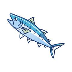 Obraz premium Cartoon Blue Fish with an Open Mouth and Detailed Fins Illustration