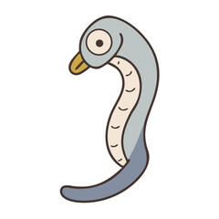 Fototapeta premium Cute cartoon sea serpent with a duck bill and expressive eyes