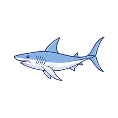 Obraz premium Cute cartoon shark illustration set featuring three blue ocean predators with friendly expressions