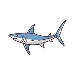 Obraz premium Illustration of a blue mako shark swimming on a plain white background