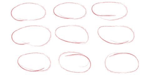 Hand drawn circle highlighter line sketch set. Vector marker circular lines, doodle round circles for message note mark design element. Pencil or pen bubble sketch set. Vector