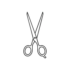 Professional Hairdressing Scissors Icon. This crisp emblem of white cutting implements on a dark background represents precision and artistry. Ideal for grooming, crafting, or design projects.