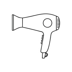 Hair Dryer Appliance Outline. Sleek domestic styling tool illustration on dark background. An essential beauty device representing personal grooming, readiness, and modern self-care practices.