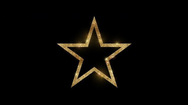 Luxury hollow star with golden glitter, alpha channel

