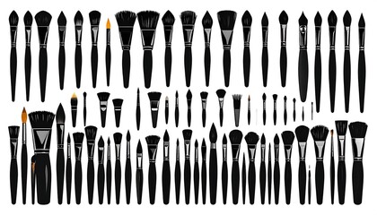 Makeup Brush Collection, White Background