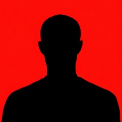 Silhouette of a Person Against a Bright Red Background, Evoking Mystery and Intrigue in Artistic Photography for Various Creative Uses