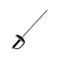 Elegant Fencing Foil Silhouette. This refined sword emblem portrays the essence of fencing, representing precision, skill, and the art of dueling. Ideal for athletic designs.