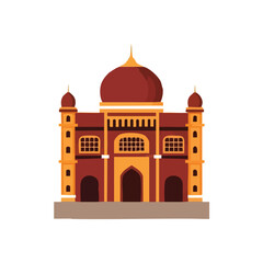 Ornate Mosque Building Design. Flat vector artwork depicting an elegant spiritual edifice. This grand architectural monument symbolizes faith, heritage, and timeless beauty.