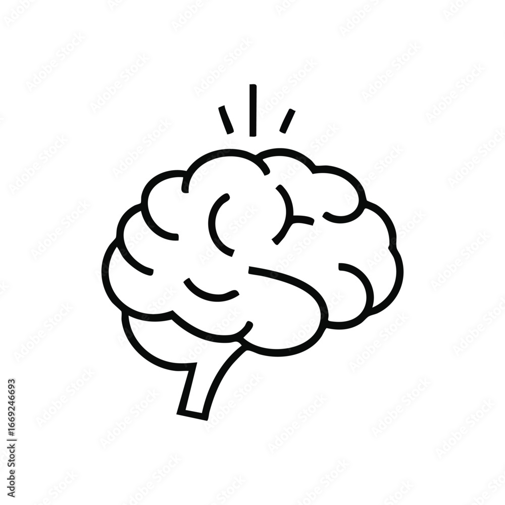 Poster brain idea spark icon. this crisp graphic depicts a vibrant intellect, sparking with new concepts. i