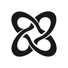 Interconnected Abstract Knot Symbol. This intricate dark emblem signifies harmony, shared destiny, and democracy. Its complex interwoven design conveys strength and eternal connection.