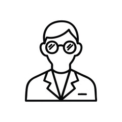 Research Professional Avatar. This monochromatic symbol portrays a learned individual, possibly an academic or scholar. It conveys intellect, discovery, and scientific advancement.