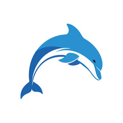 Blue Dolphin Leap Illustration. This elegant depiction of a deep sea cetacean embodies joy and cleverness. Ideal for themes relating to water, nature, or wildlife.