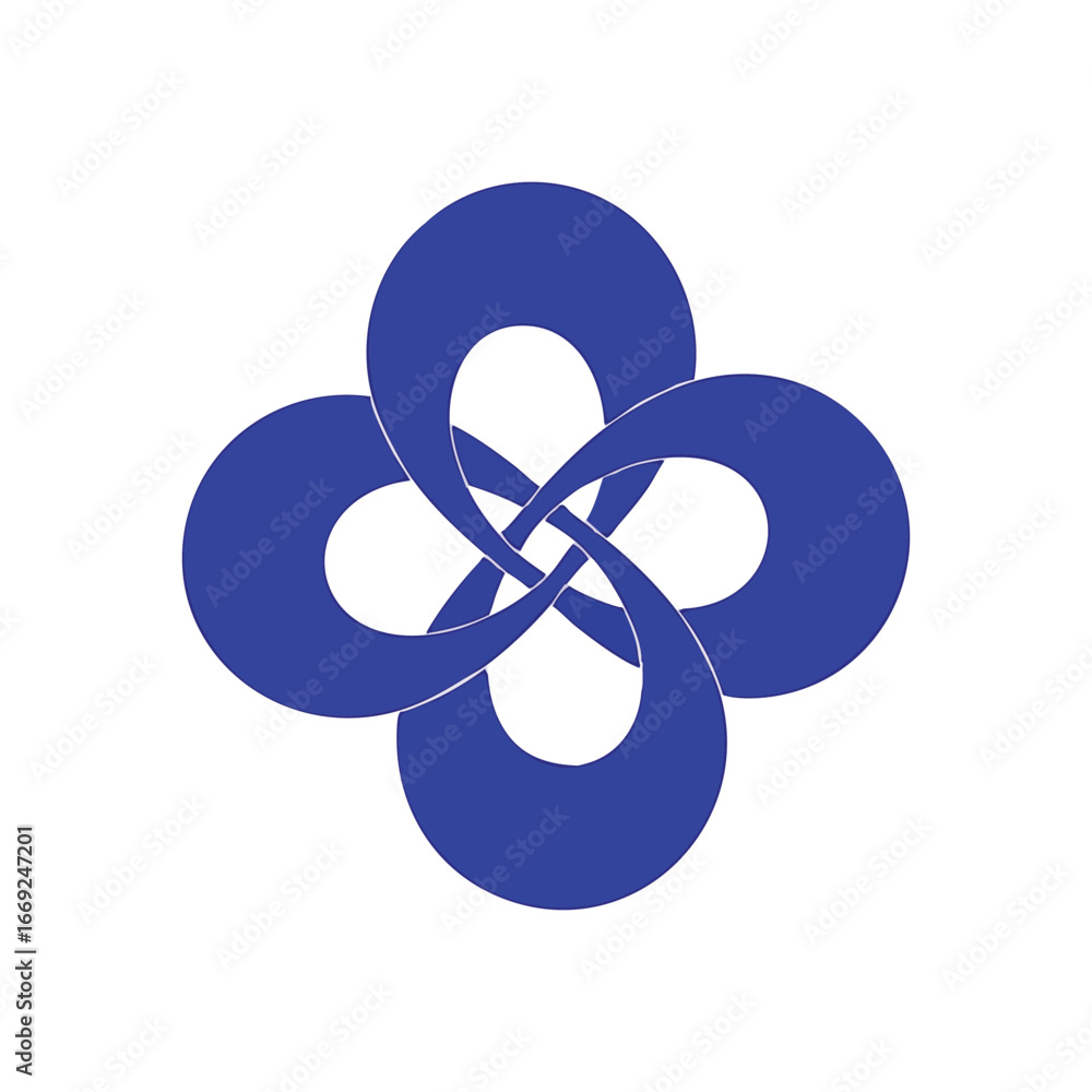 Poster abstract blue interlocking pattern. striking digital art with azure interweaved shapes against a dar