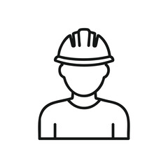 Safety Hard Hat Worker Symbol. This minimalist graphic features an individual donning a protective helmet, embodying diligence, professionalism, and secure operations. It's ideal for various.