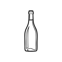 Minimalist Wine Bottle Outline. This crisp white graphic of a drink container on a deep black field represents purity and streamlined aesthetics, ideal for branding or digital media.
