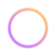 Purple and yellow glowing neon circle frame element