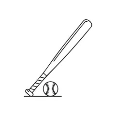 Baseball Bat and Game Ball. A striking graphic showing a white hitting stick with its sphere on a deep background. Represents athletic spirit, contests, and triumphs.