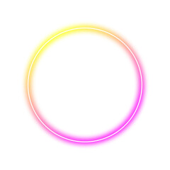 Pink and yellow glowing neon circle frame element