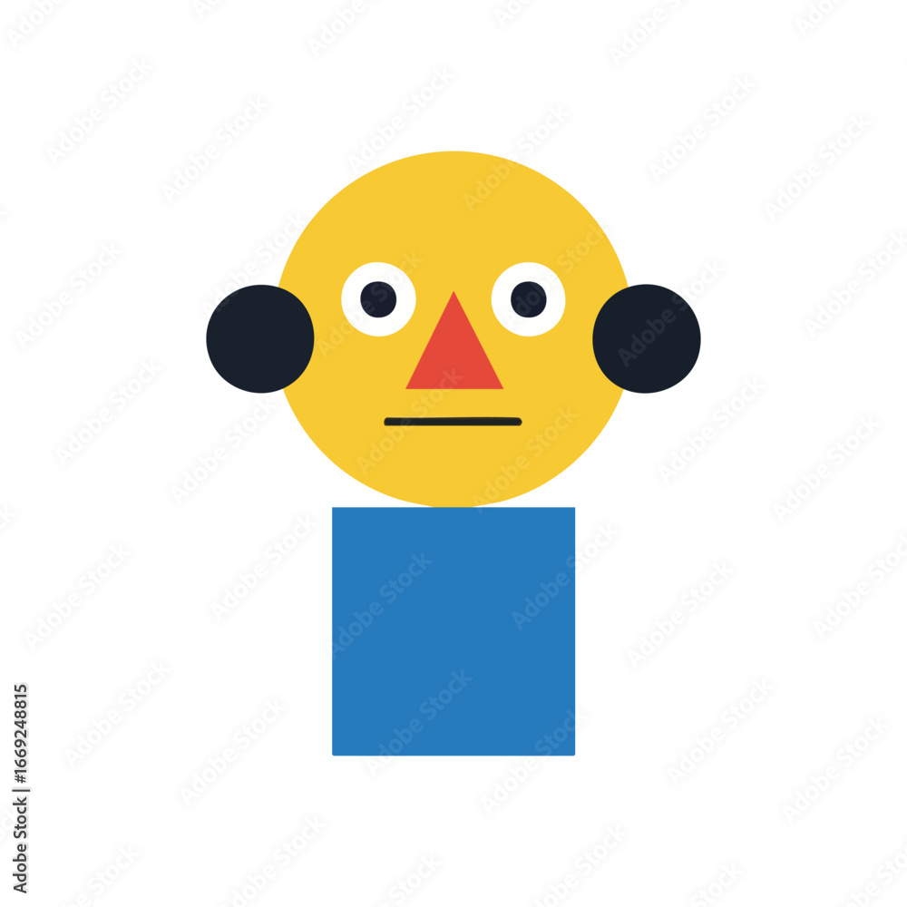 Poster minimalist geometric figure art. a colorful abstract depiction showcasing a human composed of elemen