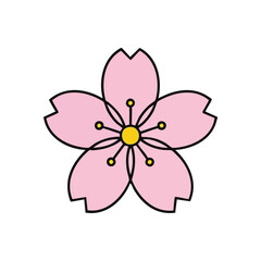 Delicate Pink Cherry Blossom Icon. Graceful sakura floral graphic, a symbolic motif representing spring, ephemeral beauty, and new beginnings. Perfect for tranquil designs.