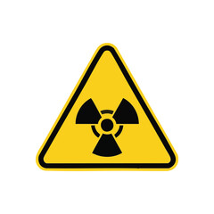 Fototapeta premium Radiation Hazard Warning Symbol. Vibrant yellow triangular emblem alerting to invisible perils. This graphic signifies hazardous atomic emissions and the imperative for safety awareness.