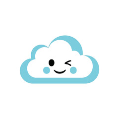 Friendly Cyan Cloud Computing Icon. This inviting azure digital graphic represents data systems, innovative tech, and online services. Its amiable design suggests secure, accessible internet storage.