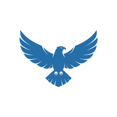 Blue Eagle Wingspan Emblem. Majestic avian creature with outstretched wings, symbolizing power, liberty, and keen vision. Perfect for a strong brand.