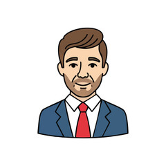 Professional Man Illustration Avatar. Digital depiction of a confident male in formal attire, symbolizing professionalism, trust, and expertise. Ideal for corporate identity.