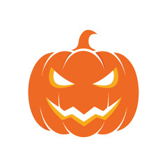 Spooky Jack O Lantern Halloween Gourd. A vibrant pumpkin displaying a fearsome grin, ideal for festive October events. It embodies the scary yet joyful spirit of autumn festivities.
