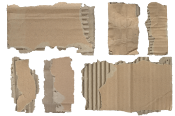 Torn cardboard pieces – ripped paper, clean cutout isolated on transparent background