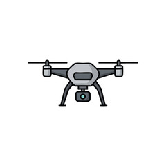 Modern Drone with Camera. Digital illustration of a high tech quadcopter. Represents advanced technology, aerial surveillance, and innovative photography from above.