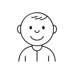 Happy Simple Cartoon Person Avatar. A delightful outline illustration of a cheerful child or generic user. This friendly vector portrait conveys joy and innocence.