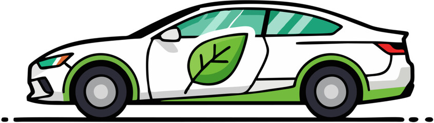 Obraz premium Cartoon green car vector illustration icon design silhouette art