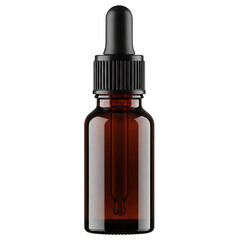 Amber glass dropper bottle isolated on transparent background