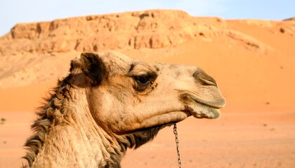 Camel in desert landscape