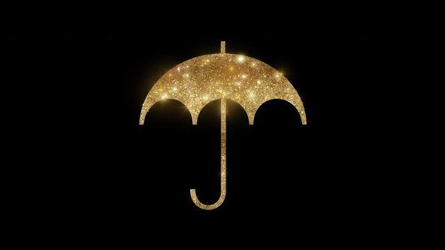 Luxury Umbrella with golden glitter, alpha channel

