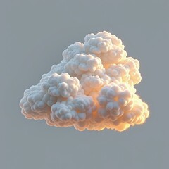 Fluffy White Cloud with Golden Highlights Transparent Background