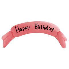 Pink birthday ribbon banner with Happy Birthday text
