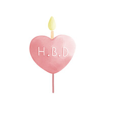 Pink heart candle illustration