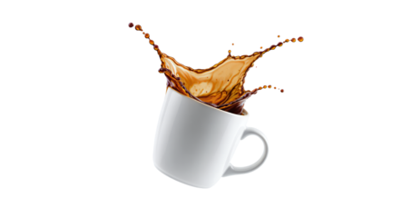 Coffee Splash, White Mug, Beverage, Liquid, Dynamic Action
