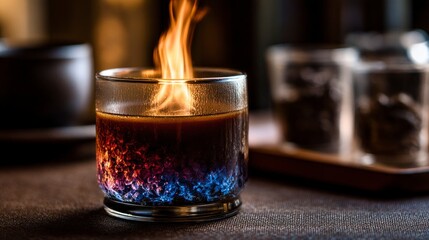 Flaming coffee drink visuals