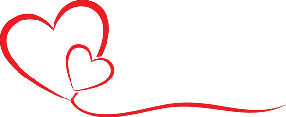 Red hearts line art illustration for valentine's day love and wedding design