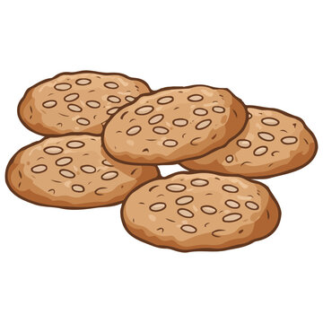 National Oatmeal Cookie Day sweet oat cookies vector illustration on white background