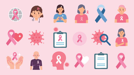 Breast cancer awareness women ribbon health support pink illustration