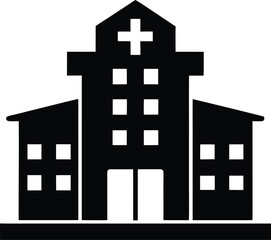 Obraz premium Black hospital building icon vector